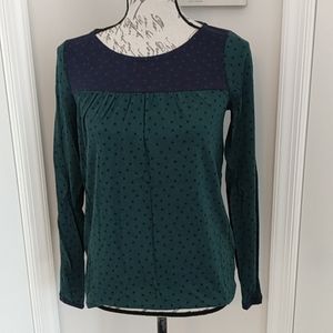Boden Chepstow Top size 6 green and navy polka dots